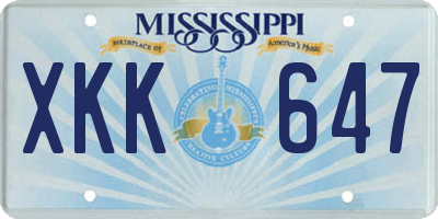 MS license plate XKK647