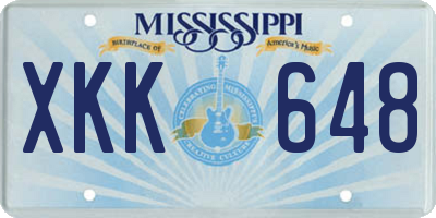 MS license plate XKK648