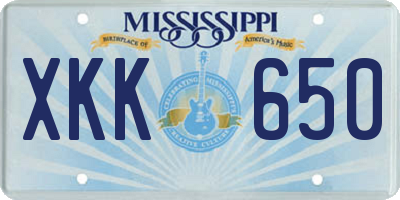 MS license plate XKK650