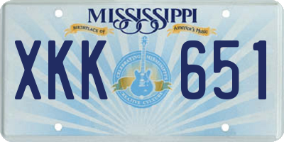 MS license plate XKK651