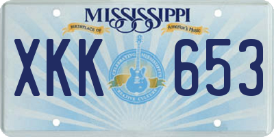 MS license plate XKK653