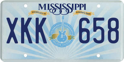 MS license plate XKK658