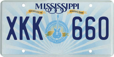 MS license plate XKK660
