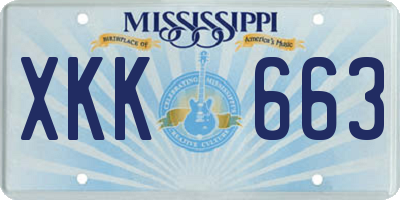 MS license plate XKK663