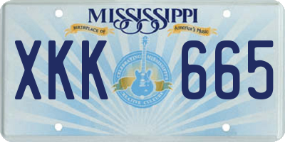 MS license plate XKK665