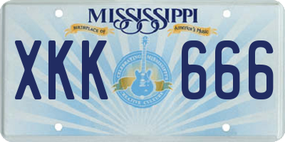MS license plate XKK666
