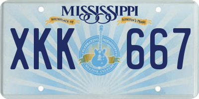 MS license plate XKK667