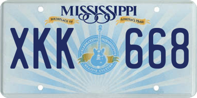MS license plate XKK668