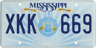 MS license plate XKK669