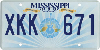 MS license plate XKK671