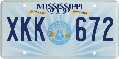 MS license plate XKK672
