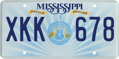 MS license plate XKK678