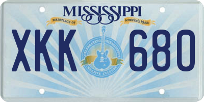 MS license plate XKK680