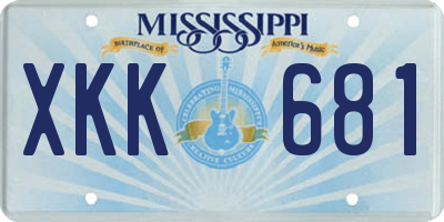 MS license plate XKK681
