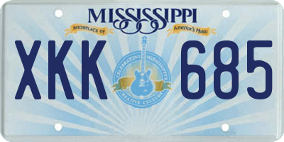 MS license plate XKK685