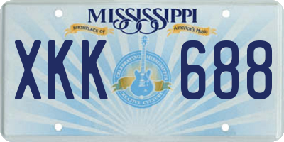 MS license plate XKK688
