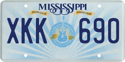 MS license plate XKK690
