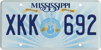 MS license plate XKK692