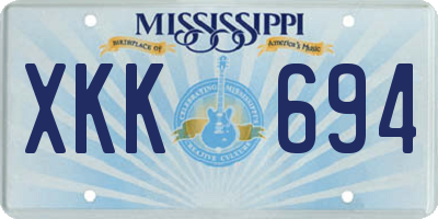 MS license plate XKK694