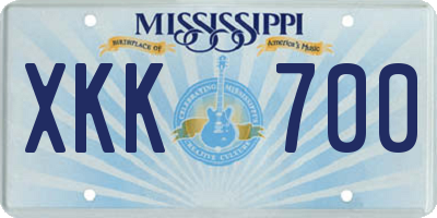 MS license plate XKK700