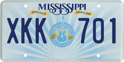 MS license plate XKK701