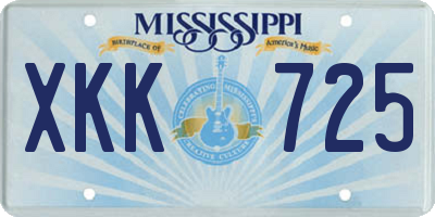 MS license plate XKK725