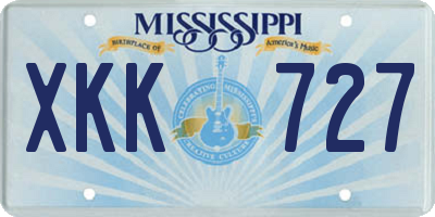 MS license plate XKK727