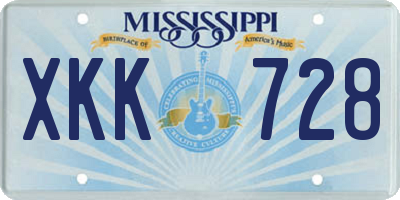 MS license plate XKK728