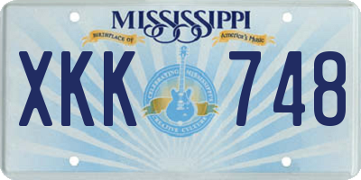 MS license plate XKK748