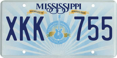 MS license plate XKK755