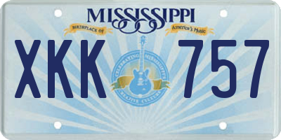 MS license plate XKK757