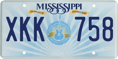 MS license plate XKK758