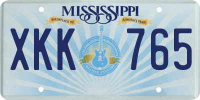 MS license plate XKK765
