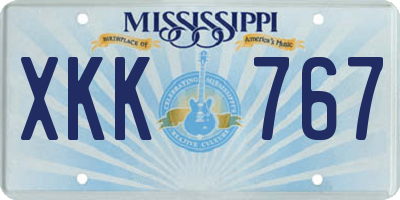 MS license plate XKK767