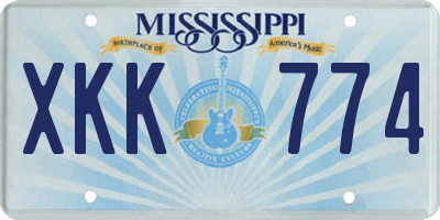 MS license plate XKK774