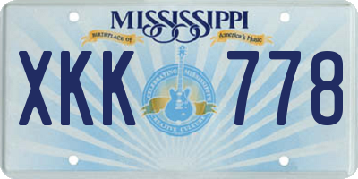 MS license plate XKK778
