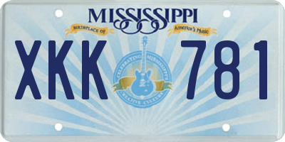 MS license plate XKK781