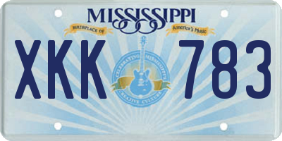 MS license plate XKK783
