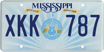MS license plate XKK787