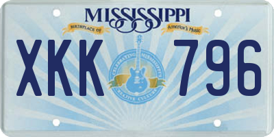 MS license plate XKK796