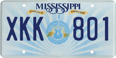 MS license plate XKK801