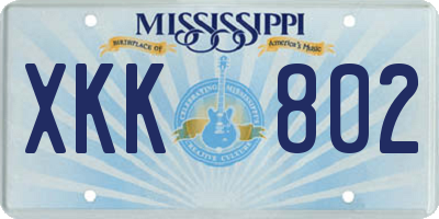 MS license plate XKK802