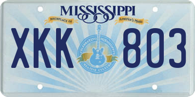 MS license plate XKK803