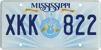 MS license plate XKK822