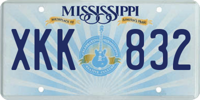 MS license plate XKK832