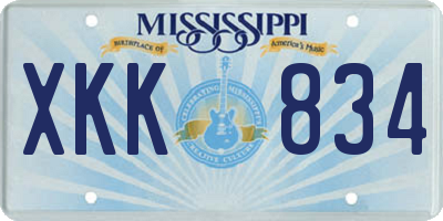 MS license plate XKK834