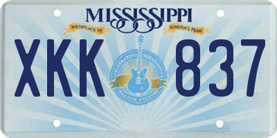 MS license plate XKK837