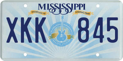 MS license plate XKK845