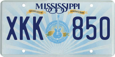 MS license plate XKK850