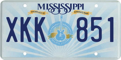 MS license plate XKK851